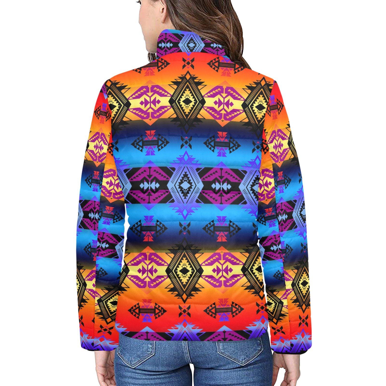 Sovereign Nation Sunset Women's Stand Collar Padded Jacket (Model H41) jacket e-joyer