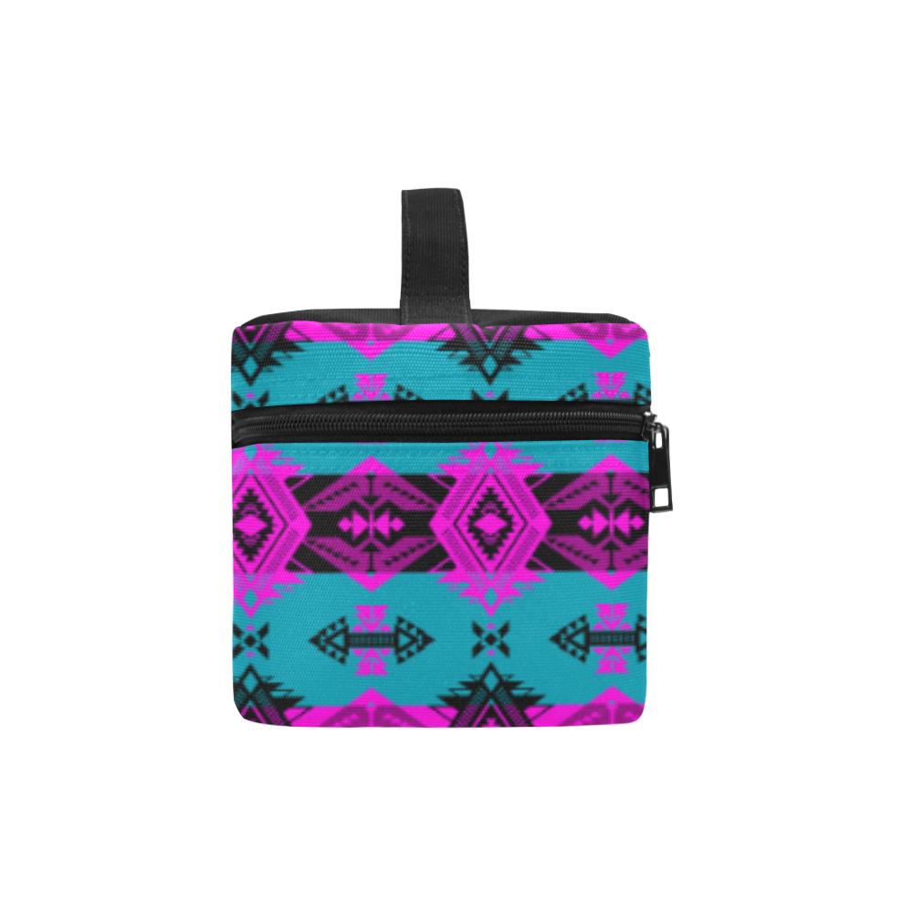 Sovereign Nation Teal and Pink Cosmetic Bag/Large (Model 1658) Cosmetic Bag e-joyer