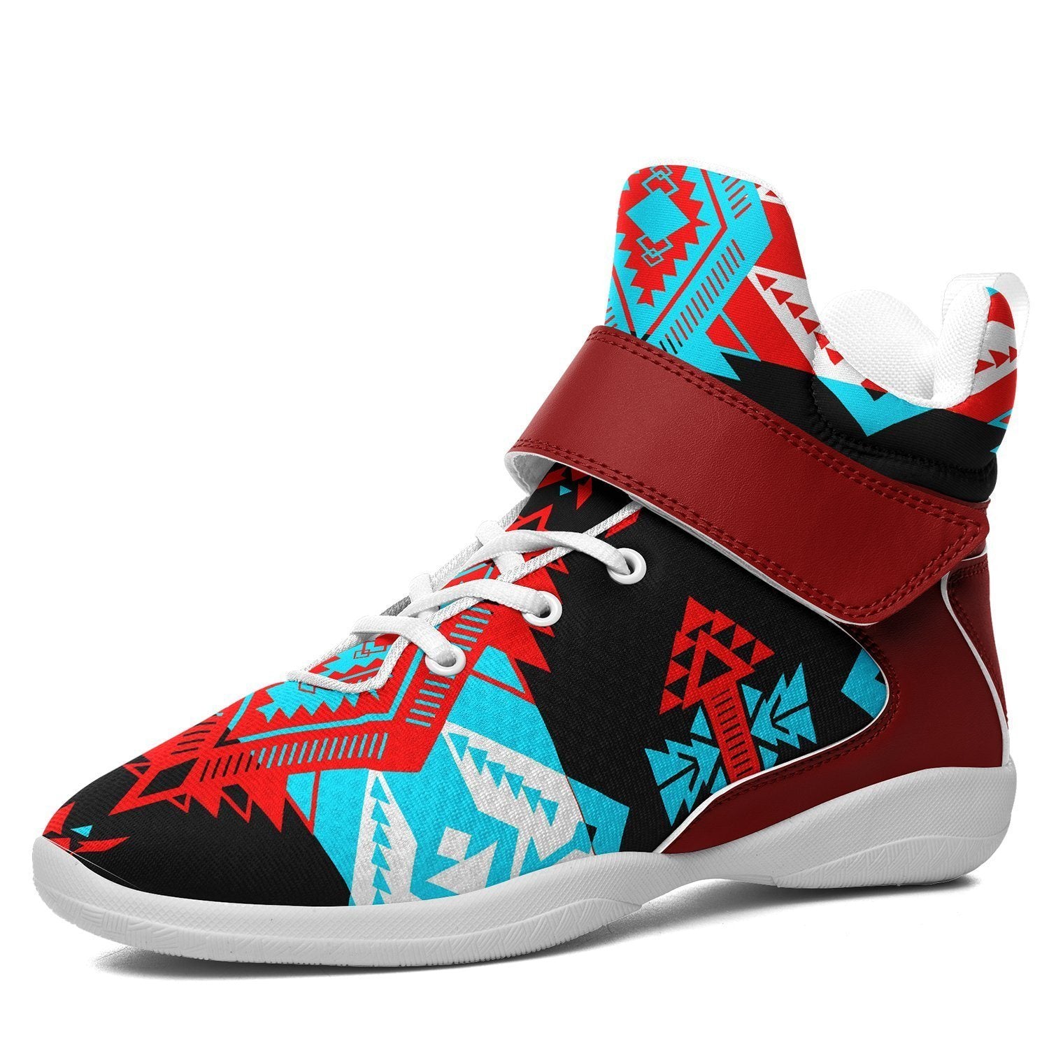 Sovereign Nation Trade Ipottaa Basketball / Sport High Top Shoes - White Sole 49 Dzine US Men 7 / EUR 40 White Sole with Dark Red Strap