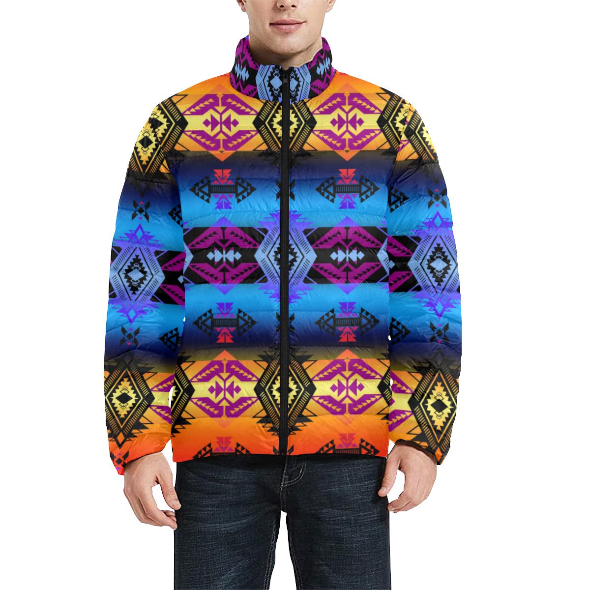 Soveriegn Nation Sunset Men's Stand Collar Padded Jacket (Model H41) Men's Stand Collar Padded Jacket (H41) e-joyer