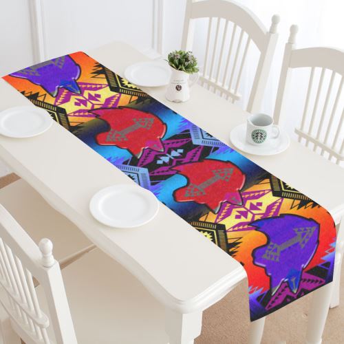 Soveriegn Nation Sunset with Wolf Table Runner 16x72 inch Table Runner 16x72 inch e-joyer