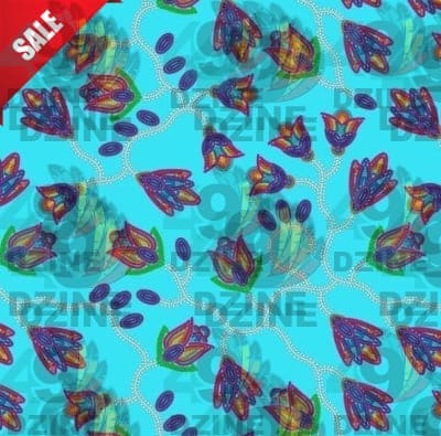 Spring Blossoms Sky Cotton Poplin Fabric By the Yard Fabric NBprintex