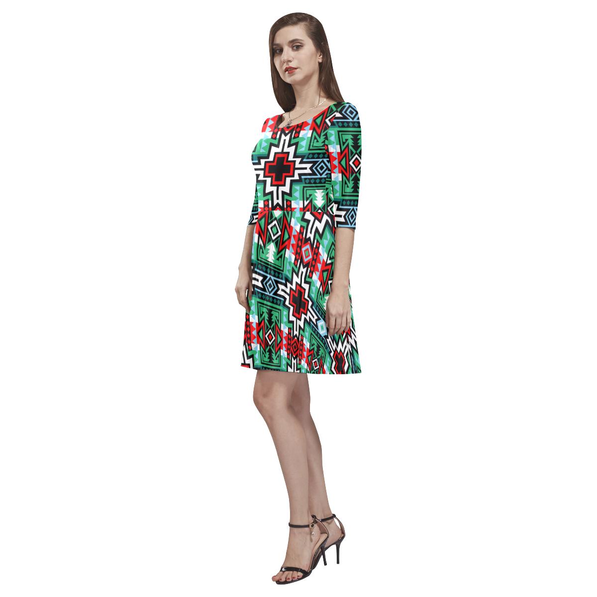 Star Blanket Tethys Half-Sleeve Skater Dress(Model D20) Tethys Half-Sleeve Skater Dress (D20) e-joyer