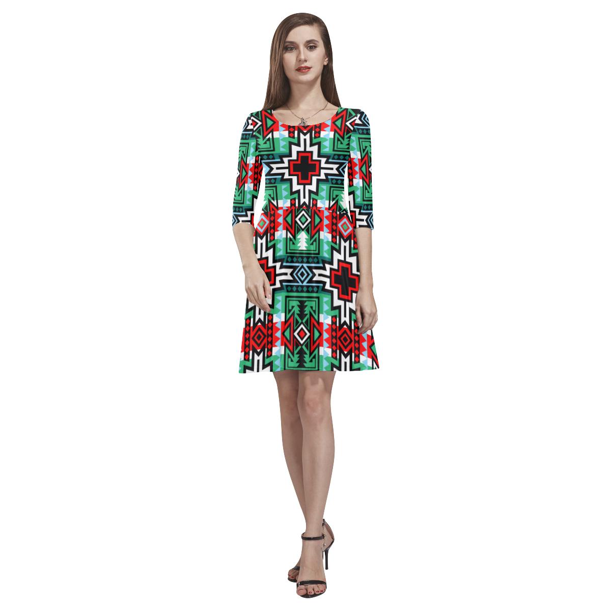 Star Blanket Tethys Half-Sleeve Skater Dress(Model D20) Tethys Half-Sleeve Skater Dress (D20) e-joyer