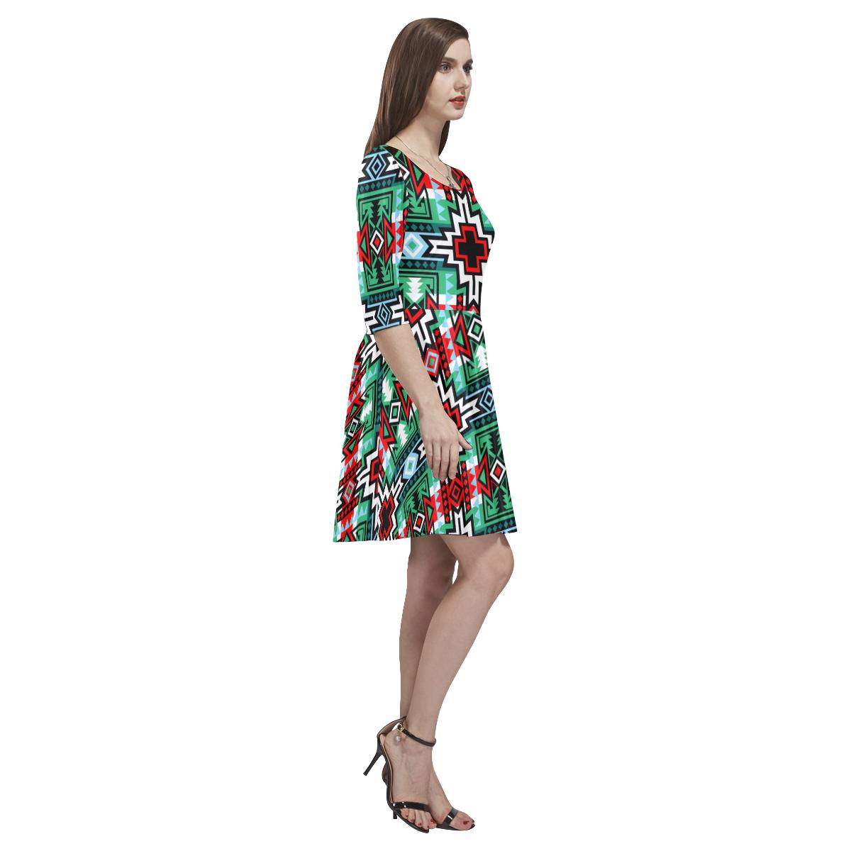 Star Blanket Tethys Half-Sleeve Skater Dress(Model D20) Tethys Half-Sleeve Skater Dress (D20) e-joyer