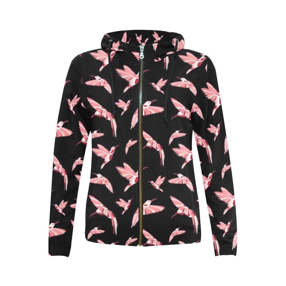 Strawberry Black All Over Print Full Zip Hoodie for Women (Model H14) All Over Print Full Zip Hoodie for Women (H14) e-joyer