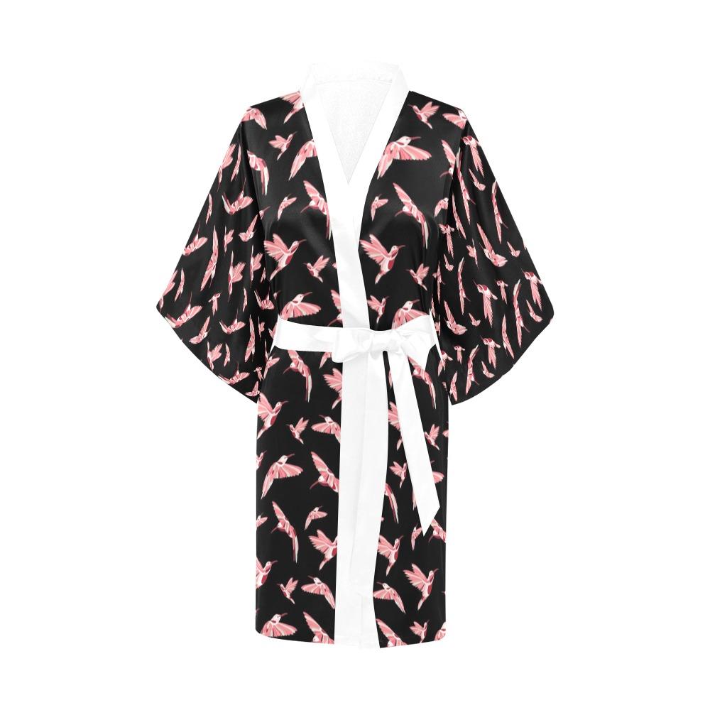 Strawberry Black Kimono Robe Artsadd