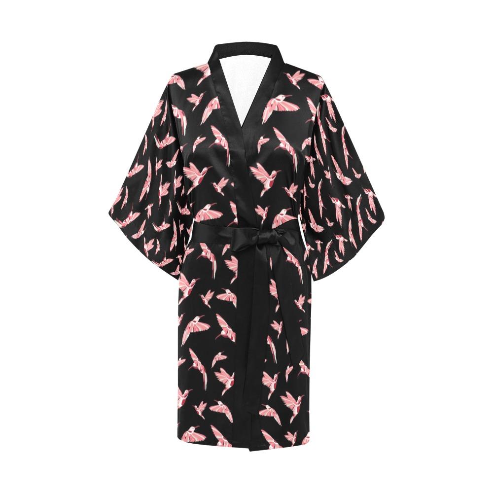 Strawberry Black Kimono Robe Artsadd