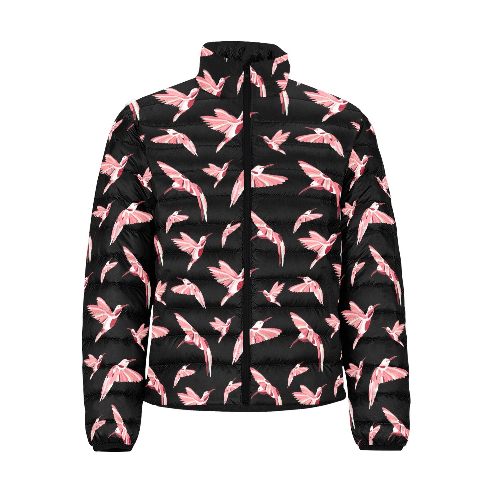 Strawberry Black Men's Stand Collar Padded Jacket (Model H41) Men's Stand Collar Padded Jacket (H41) e-joyer