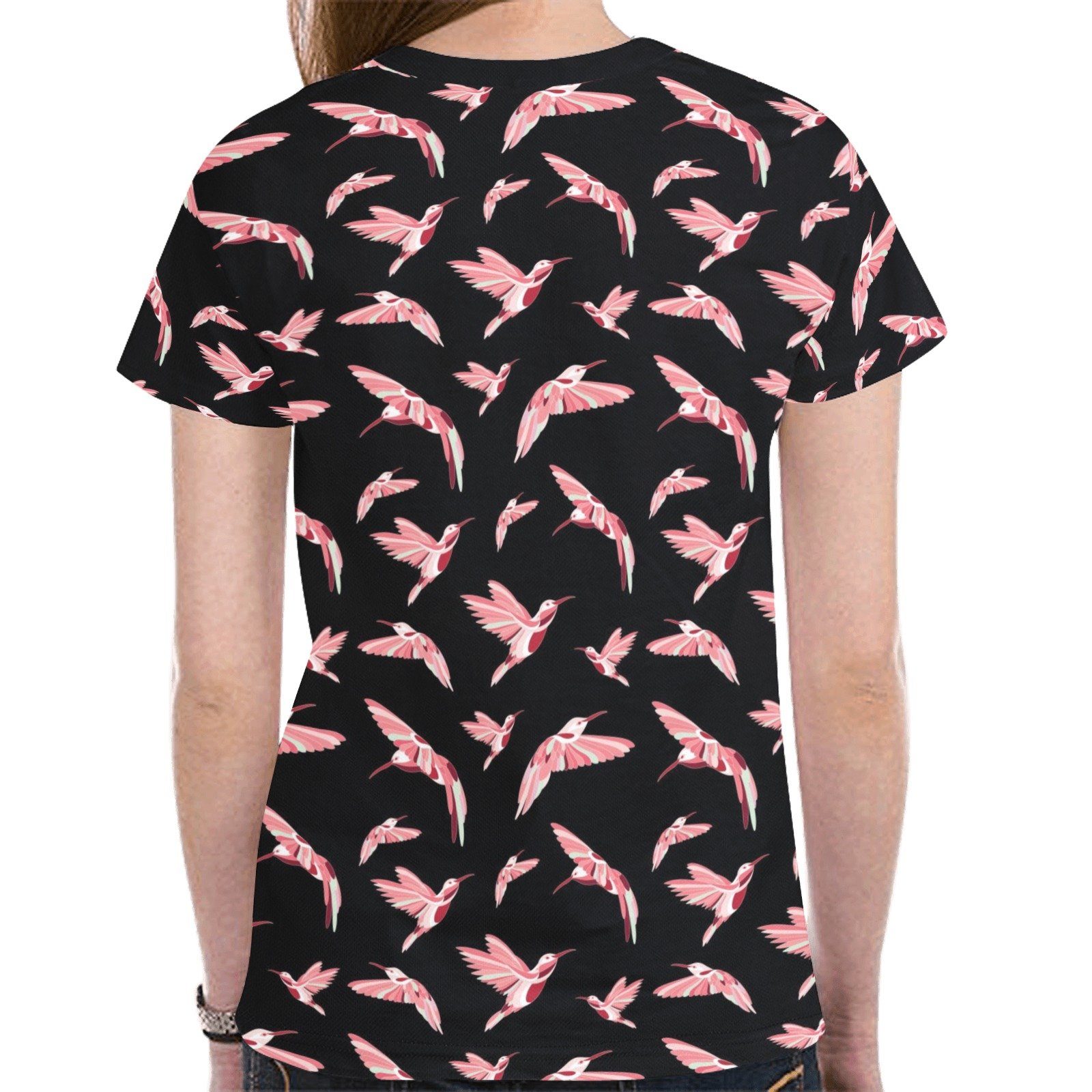 Strawberry Black New All Over Print T-shirt for Women (Model T45) tshirt e-joyer
