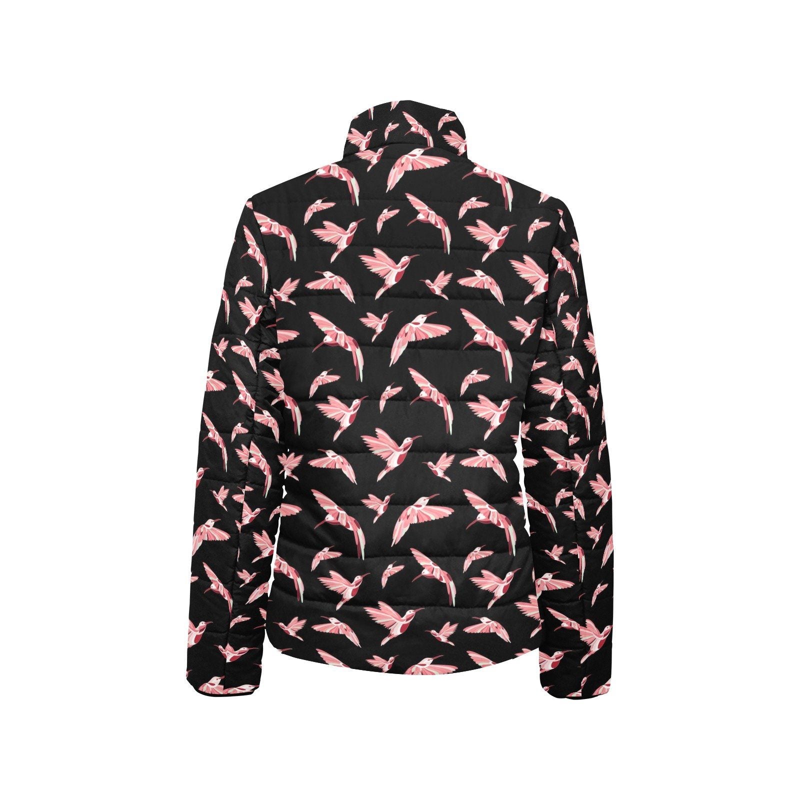 Strawberry Black Women's Stand Collar Padded Jacket (Model H41) jacket e-joyer