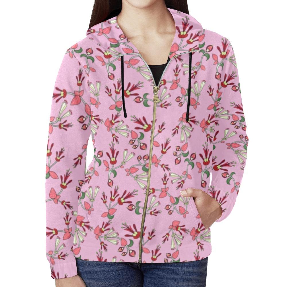 Strawberry Floral All Over Print Full Zip Hoodie for Women (Model H14) All Over Print Full Zip Hoodie for Women (H14) e-joyer