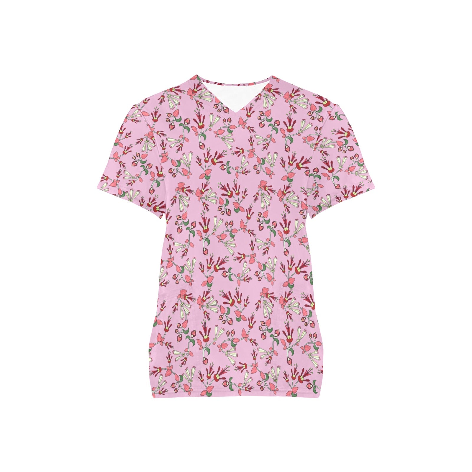 Strawberry Floral All Over Print Scrub Top Scrub Top e-joyer