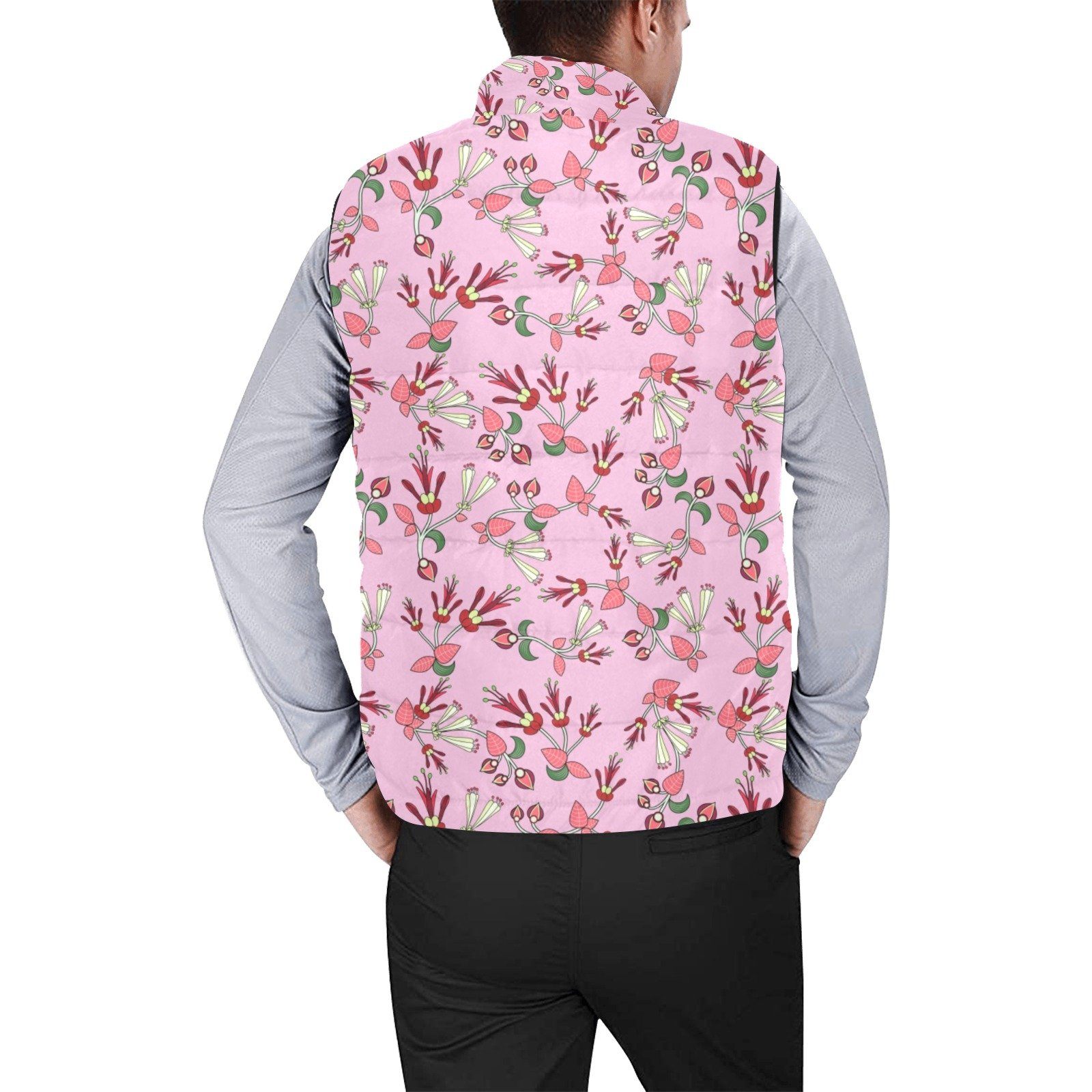 Strawberry Floral Men's Padded Vest Jacket (Model H44) Men's Padded Vest Jacket (H44) e-joyer