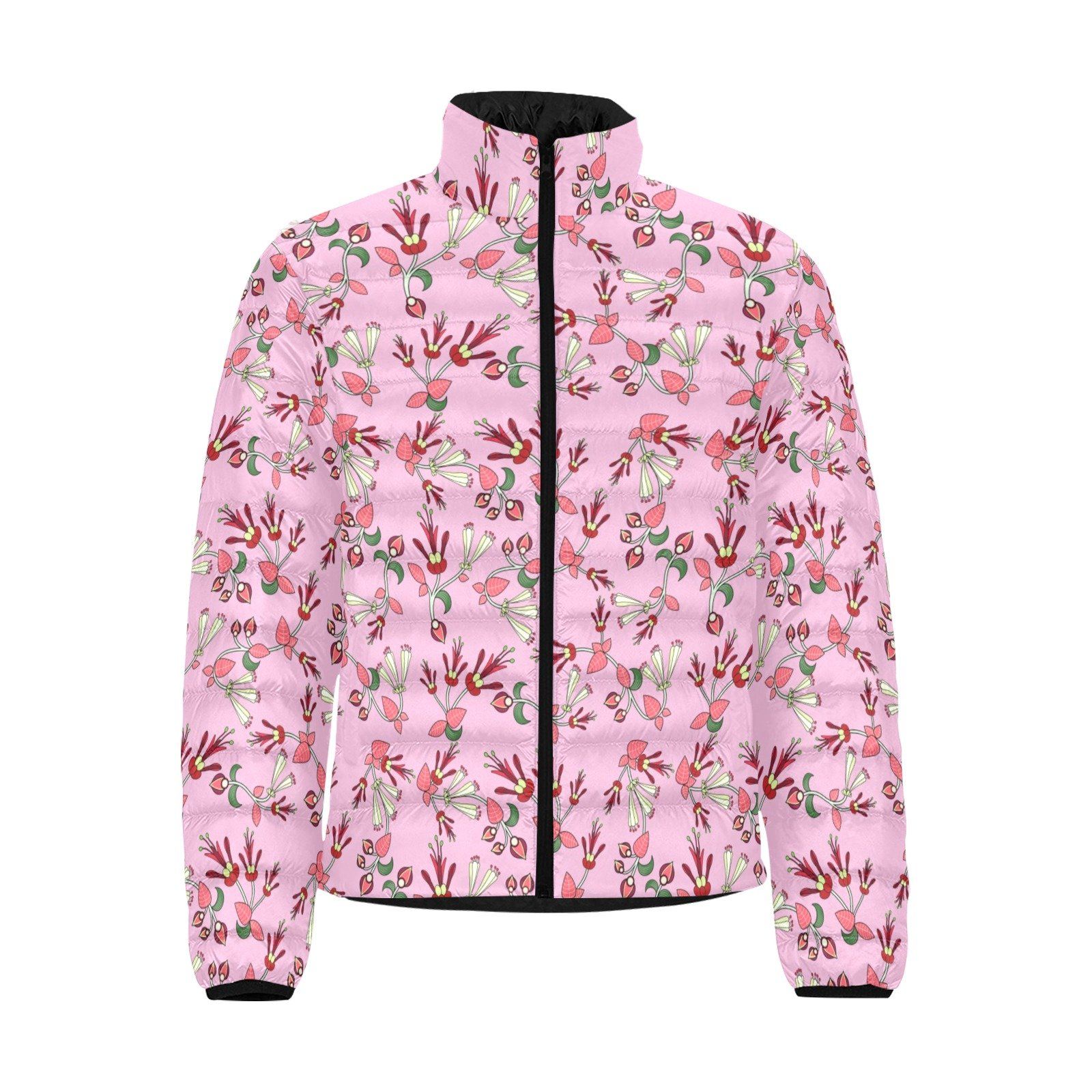 Strawberry Floral Men's Stand Collar Padded Jacket (Model H41) Men's Stand Collar Padded Jacket (H41) e-joyer