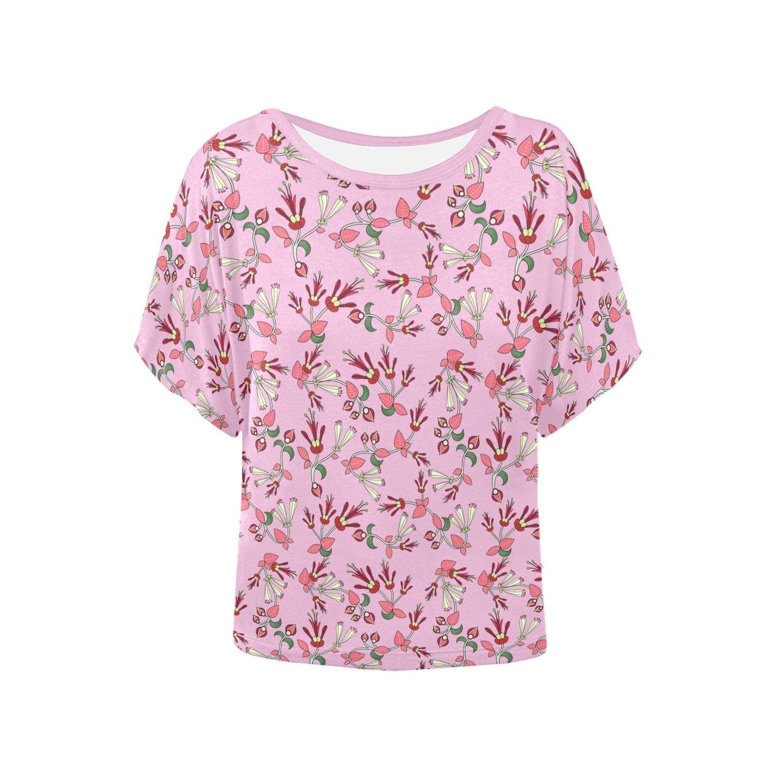 Strawberry Floral Women's Batwing-Sleeved Blouse T shirt (Model T44) Women's Batwing-Sleeved Blouse T shirt (T44) e-joyer