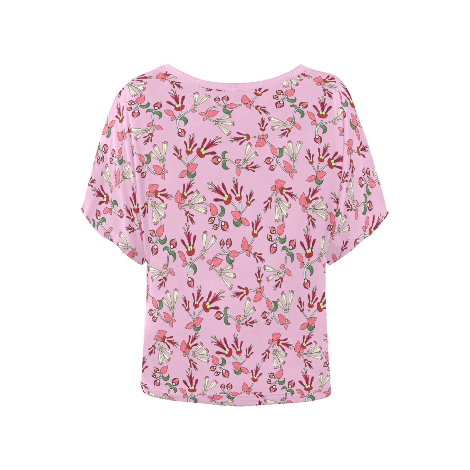 Strawberry Floral Women's Batwing-Sleeved Blouse T shirt (Model T44) Women's Batwing-Sleeved Blouse T shirt (T44) e-joyer