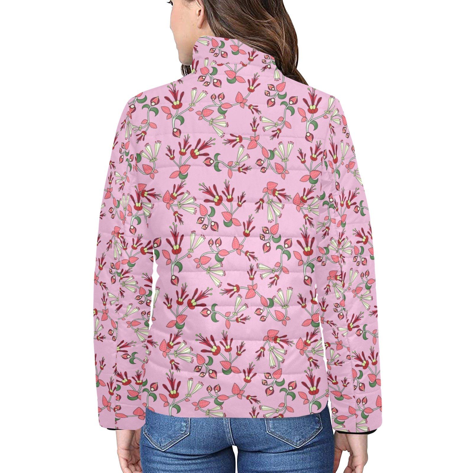 Strawberry Floral Women's Stand Collar Padded Jacket (Model H41) jacket e-joyer