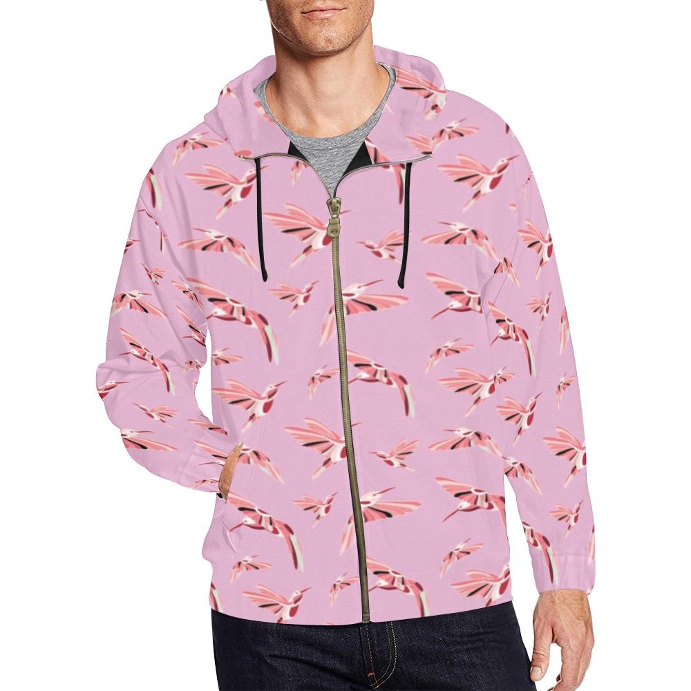 Strawberry Pink All Over Print Full Zip Hoodie for Men (Model H14) All Over Print Full Zip Hoodie for Men (H14) e-joyer