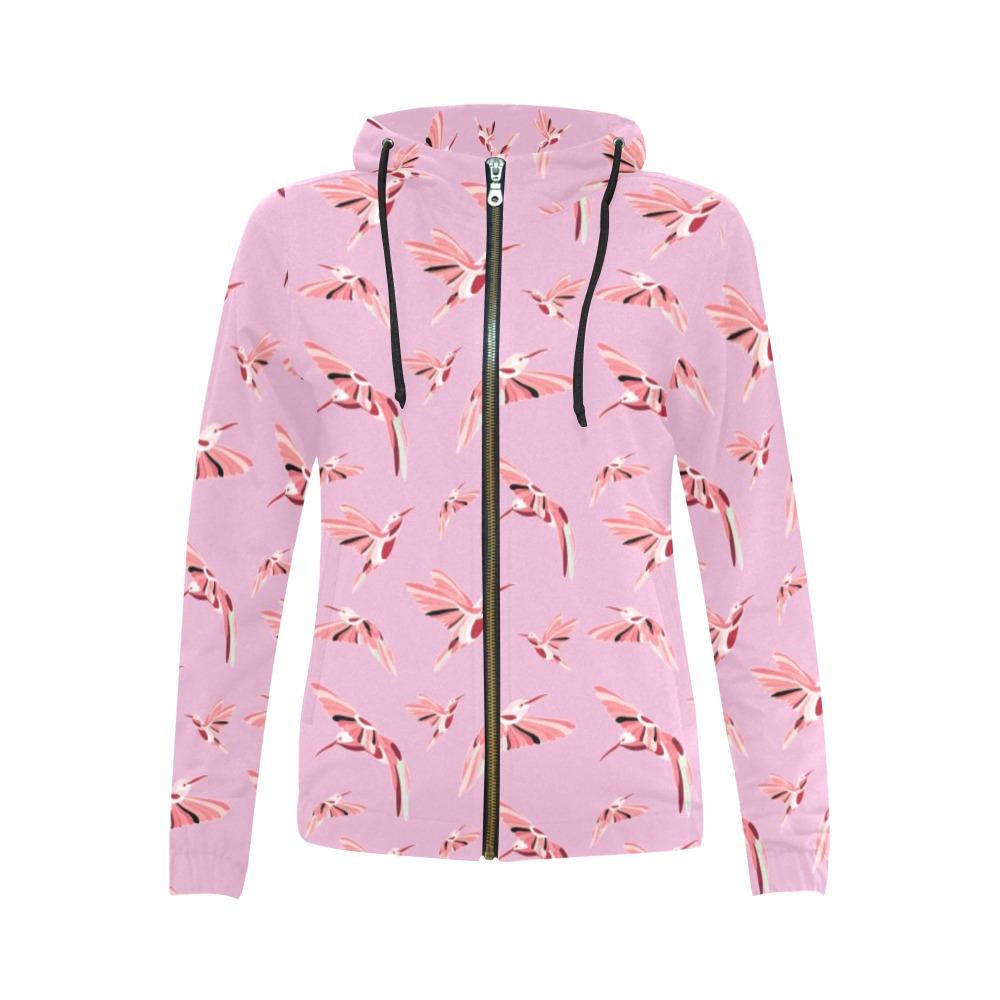 Strawberry Pink All Over Print Full Zip Hoodie for Women (Model H14) All Over Print Full Zip Hoodie for Women (H14) e-joyer