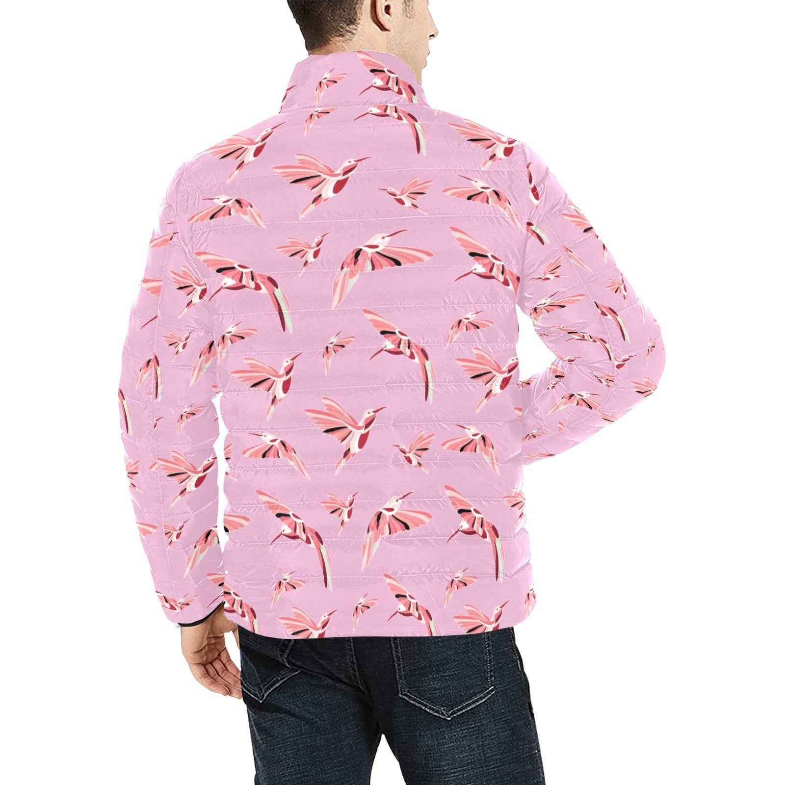 Strawberry Pink Men's Stand Collar Padded Jacket (Model H41) Men's Stand Collar Padded Jacket (H41) e-joyer