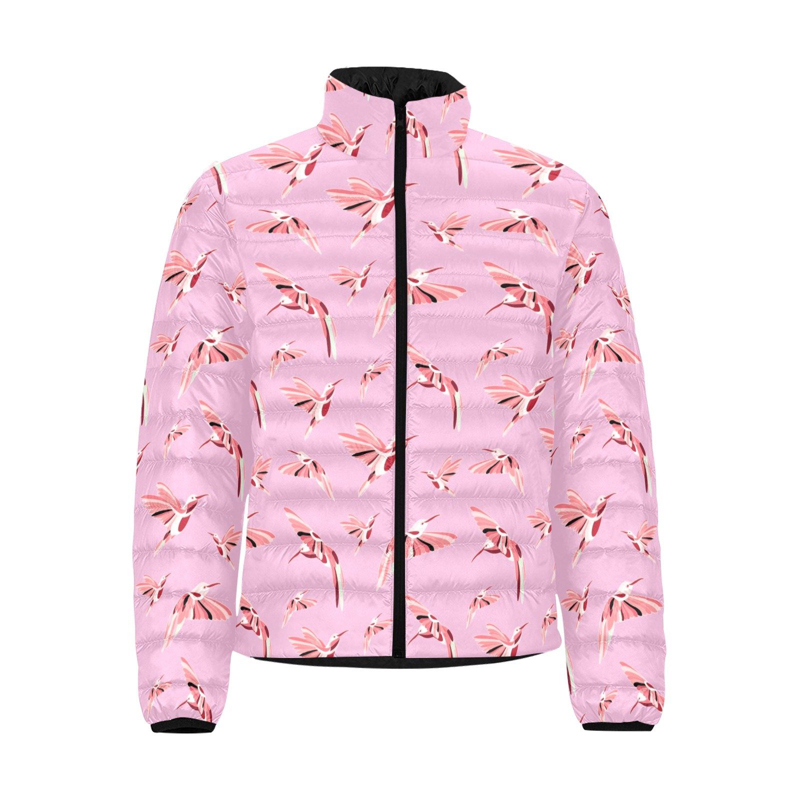 Strawberry Pink Men's Stand Collar Padded Jacket (Model H41) Men's Stand Collar Padded Jacket (H41) e-joyer