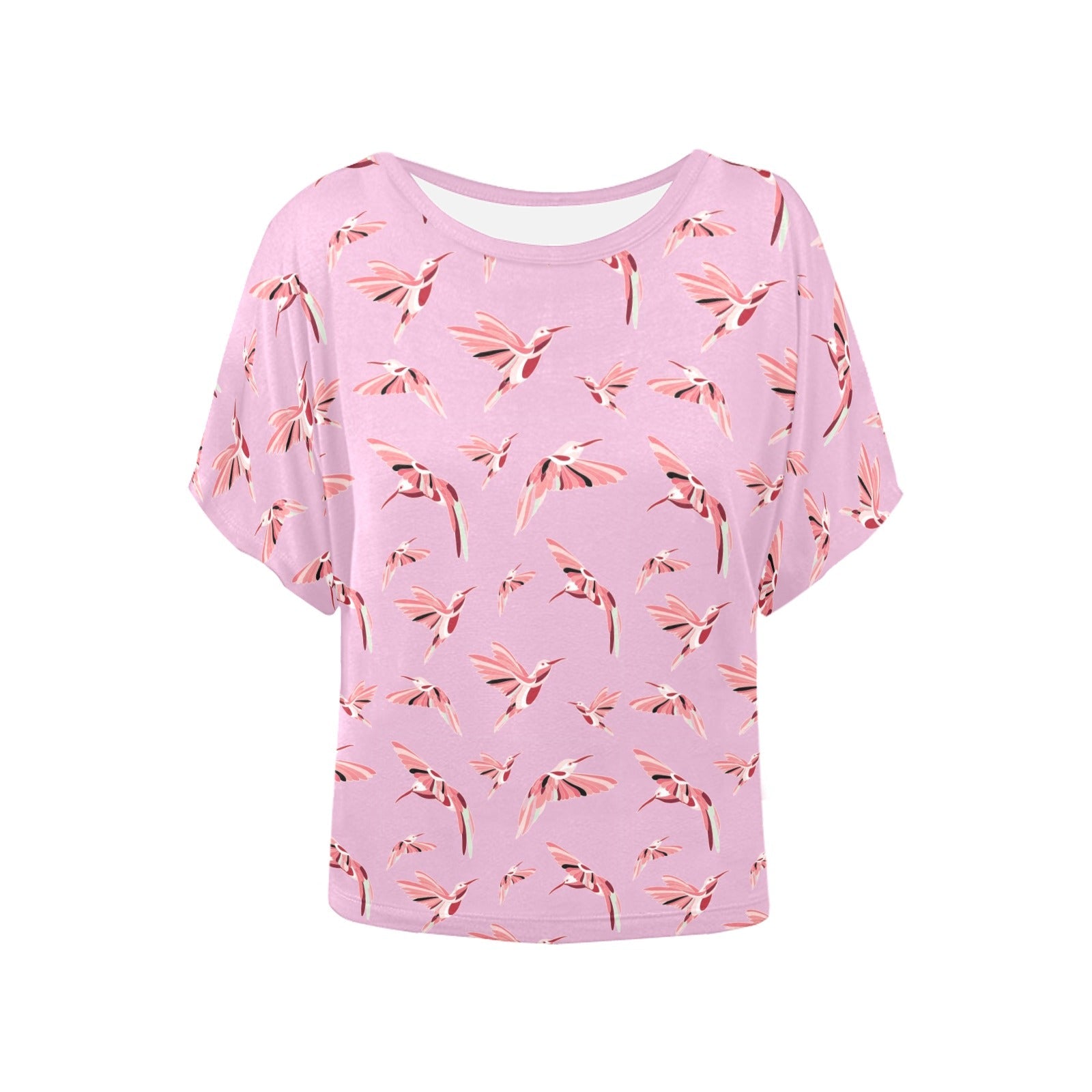 Strawberry Pink Women's Batwing-Sleeved Blouse T shirt (Model T44) Women's Batwing-Sleeved Blouse T shirt (T44) e-joyer