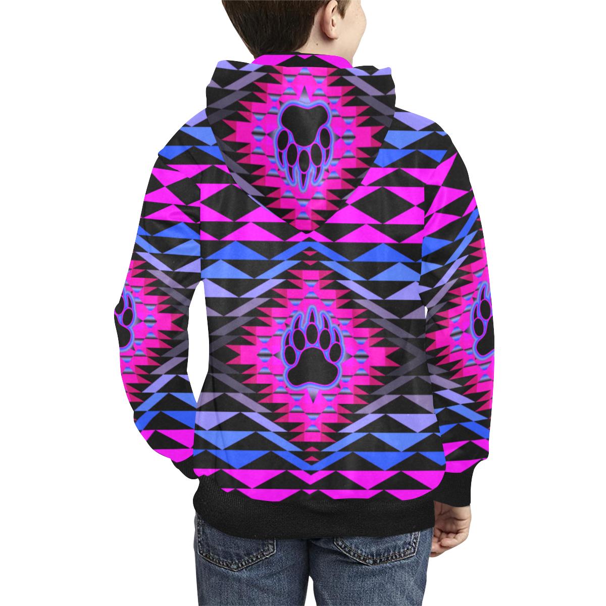 Sunset Bearpaw Blanket Pink Kids' All Over Print Hoodie (Model H38) Kids' AOP Hoodie (H38) e-joyer