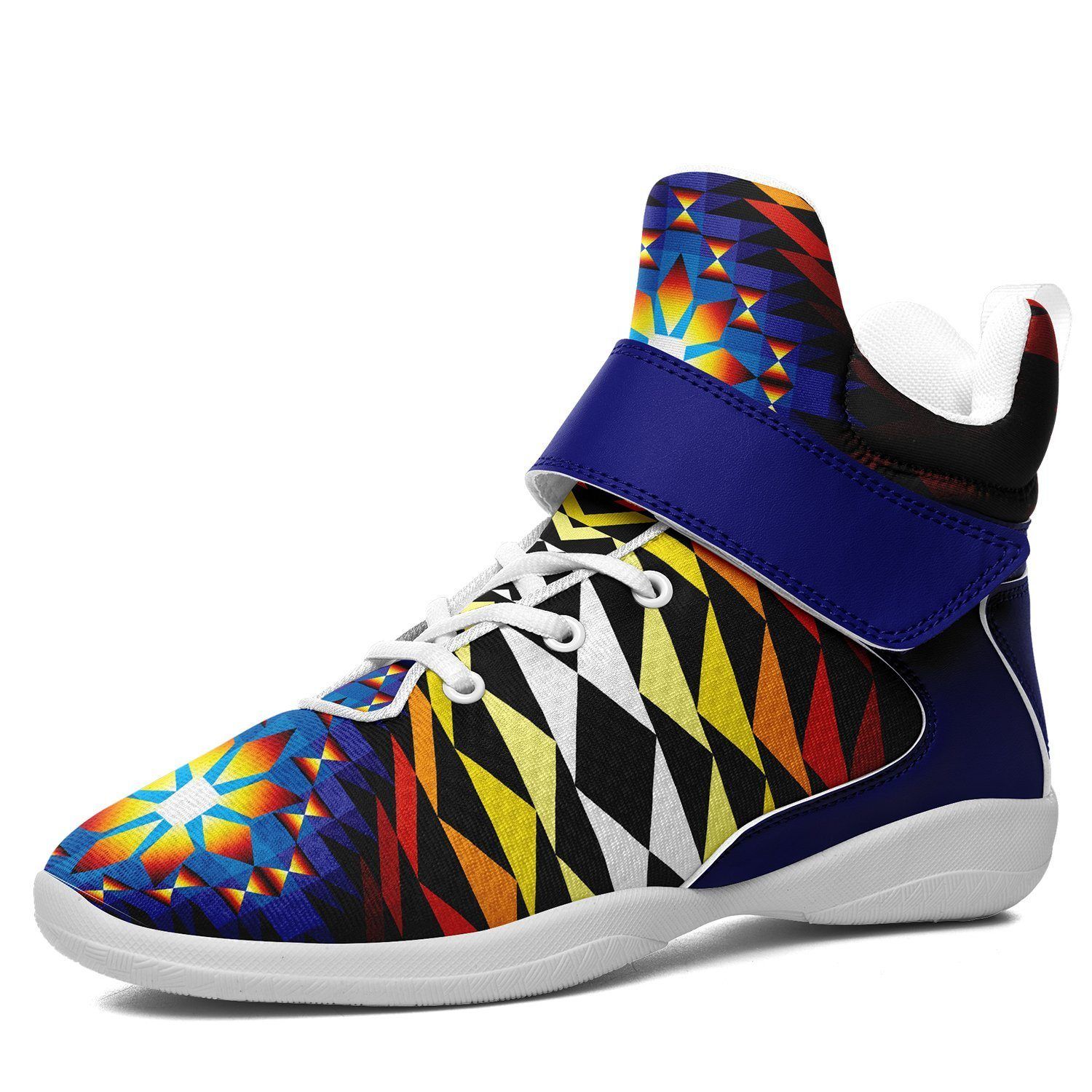 Sunset Blanket Kid's Ipottaa Basketball / Sport High Top Shoes 49 Dzine US Child 12.5 / EUR 30 White Sole with Blue Strap