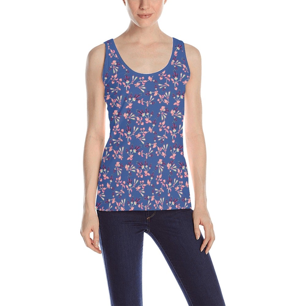Swift Floral Peach Blue All Over Print Tank Top for Women (Model T43) All Over Print Tank Top for Women (T43) e-joyer