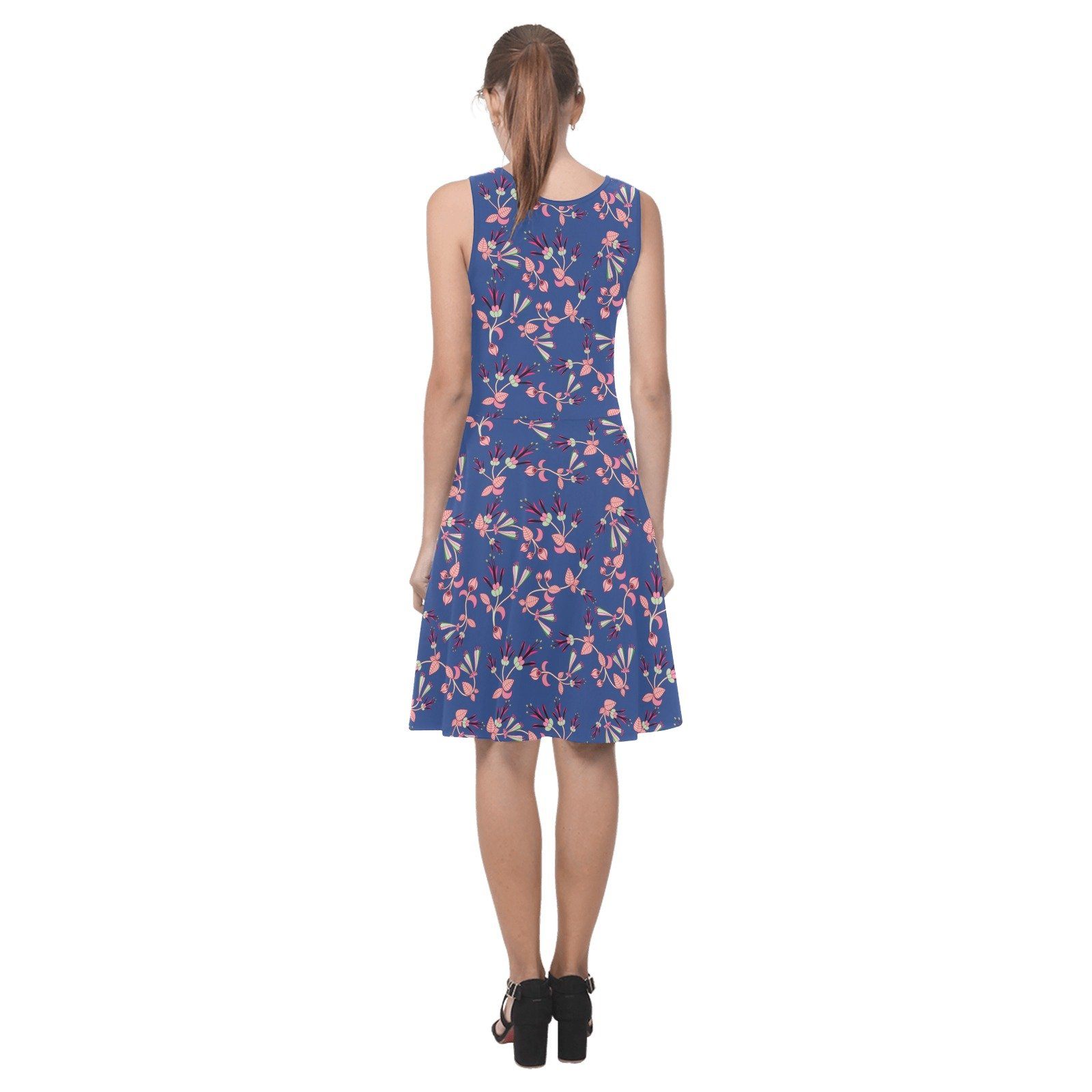 Swift Floral Peach Blue Atalanta Sundress (Model D04) Atalanta Sundress (D04) e-joyer