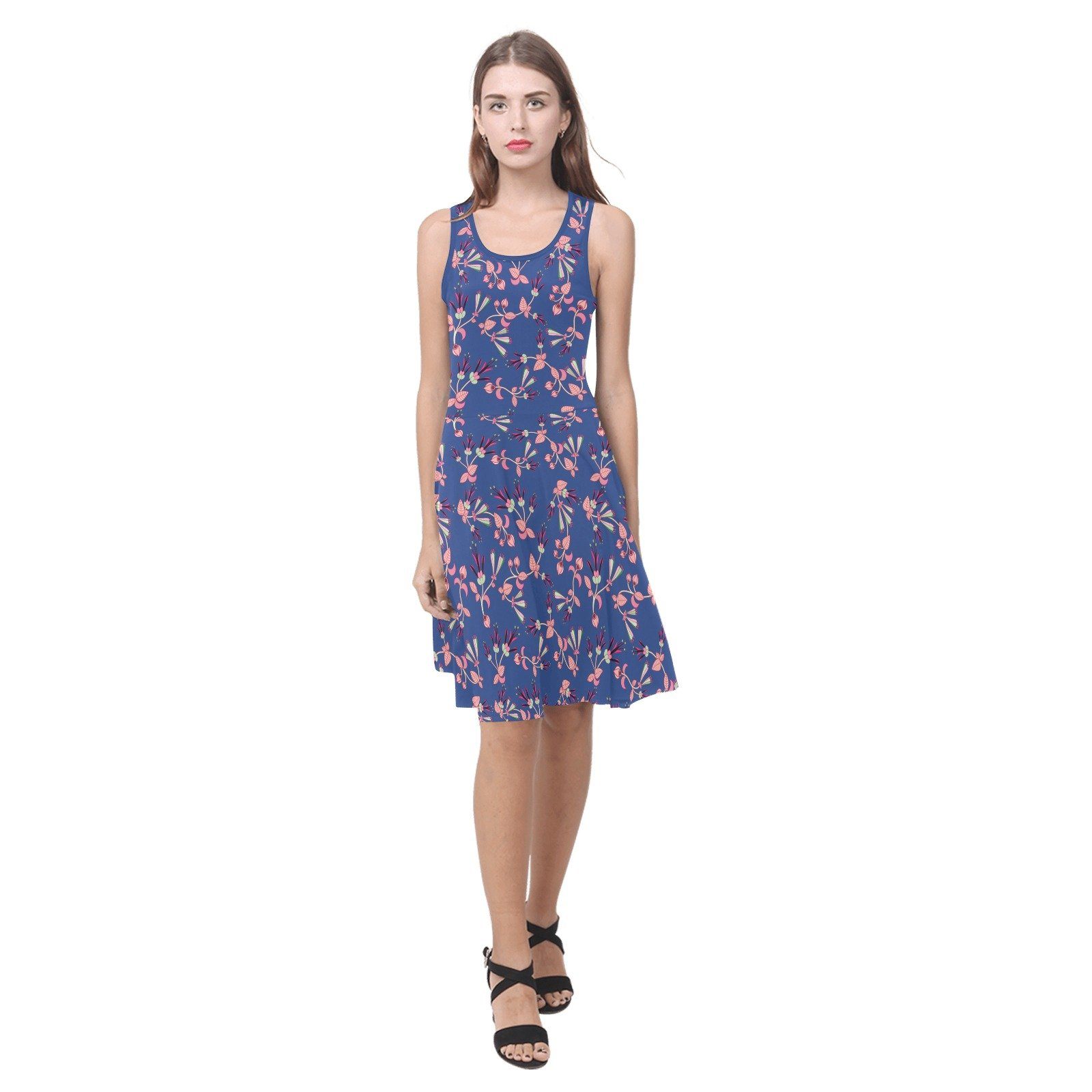 Swift Floral Peach Blue Atalanta Sundress (Model D04) Atalanta Sundress (D04) e-joyer