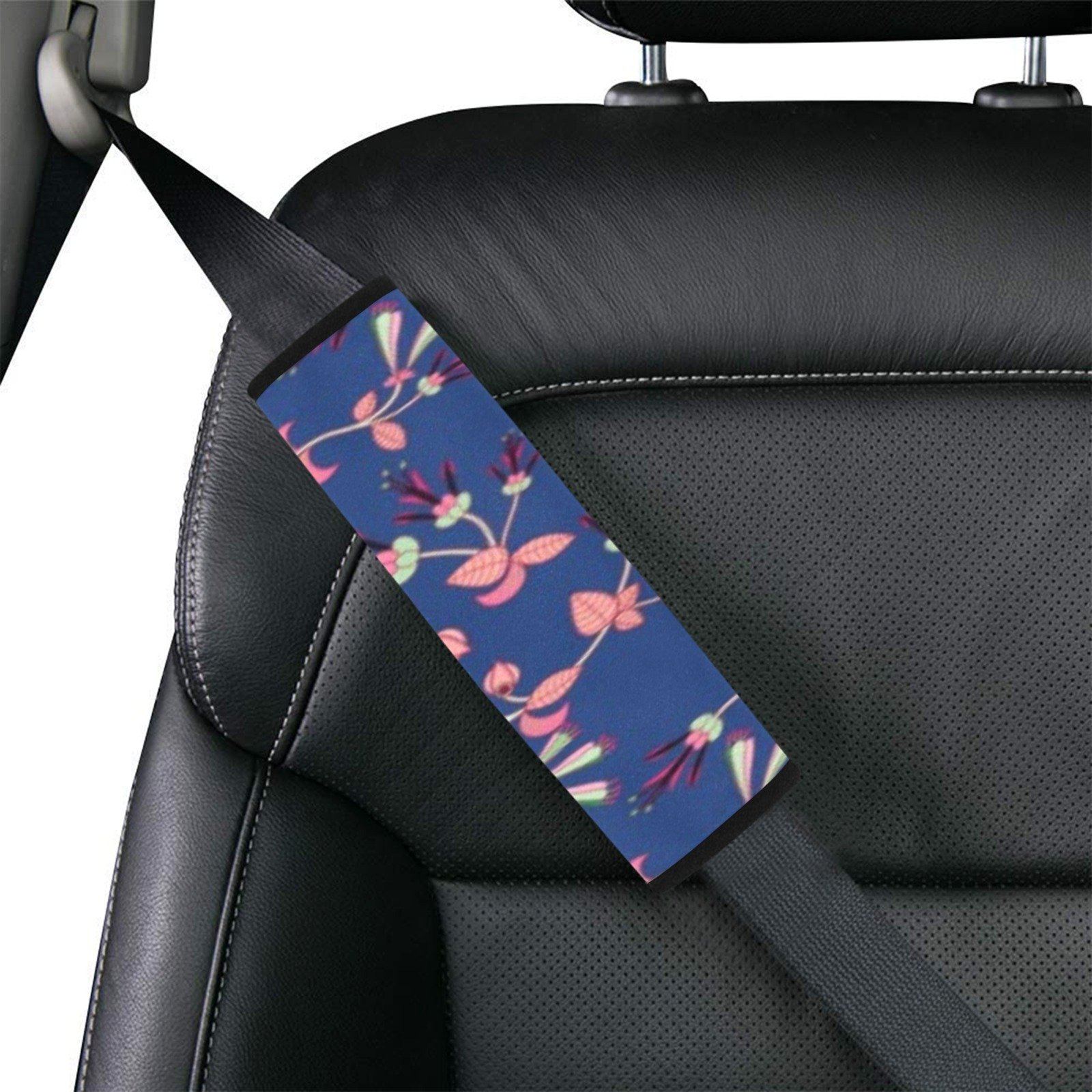 Swift Floral Peach Blue Car Seat Belt Cover 7''x12.6'' (Pack of 2) Car Seat Belt Cover 7x12.6 (Pack of 2) e-joyer
