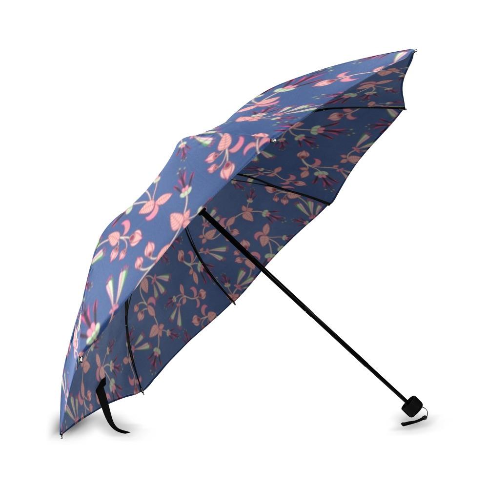 Swift Floral Peach Blue Foldable Umbrella (Model U01) Foldable Umbrella e-joyer