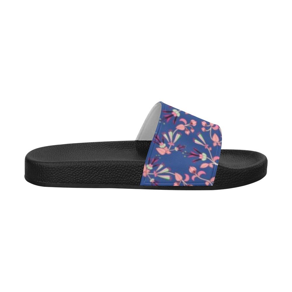 Swift Floral Peach Blue Men's Slide Sandals (Model 057) Men's Slide Sandals (057) e-joyer