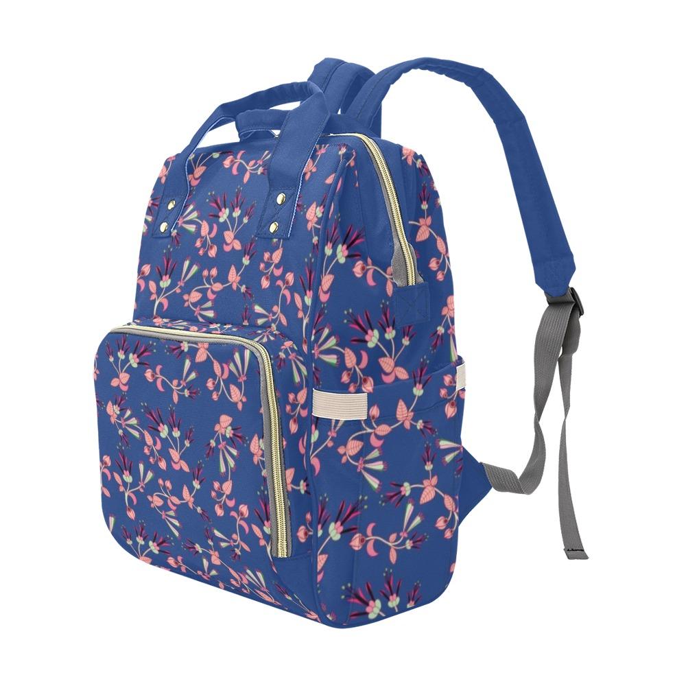 Swift Floral Peach Blue Multi-Function Diaper Backpack/Diaper Bag (Model 1688) bag e-joyer
