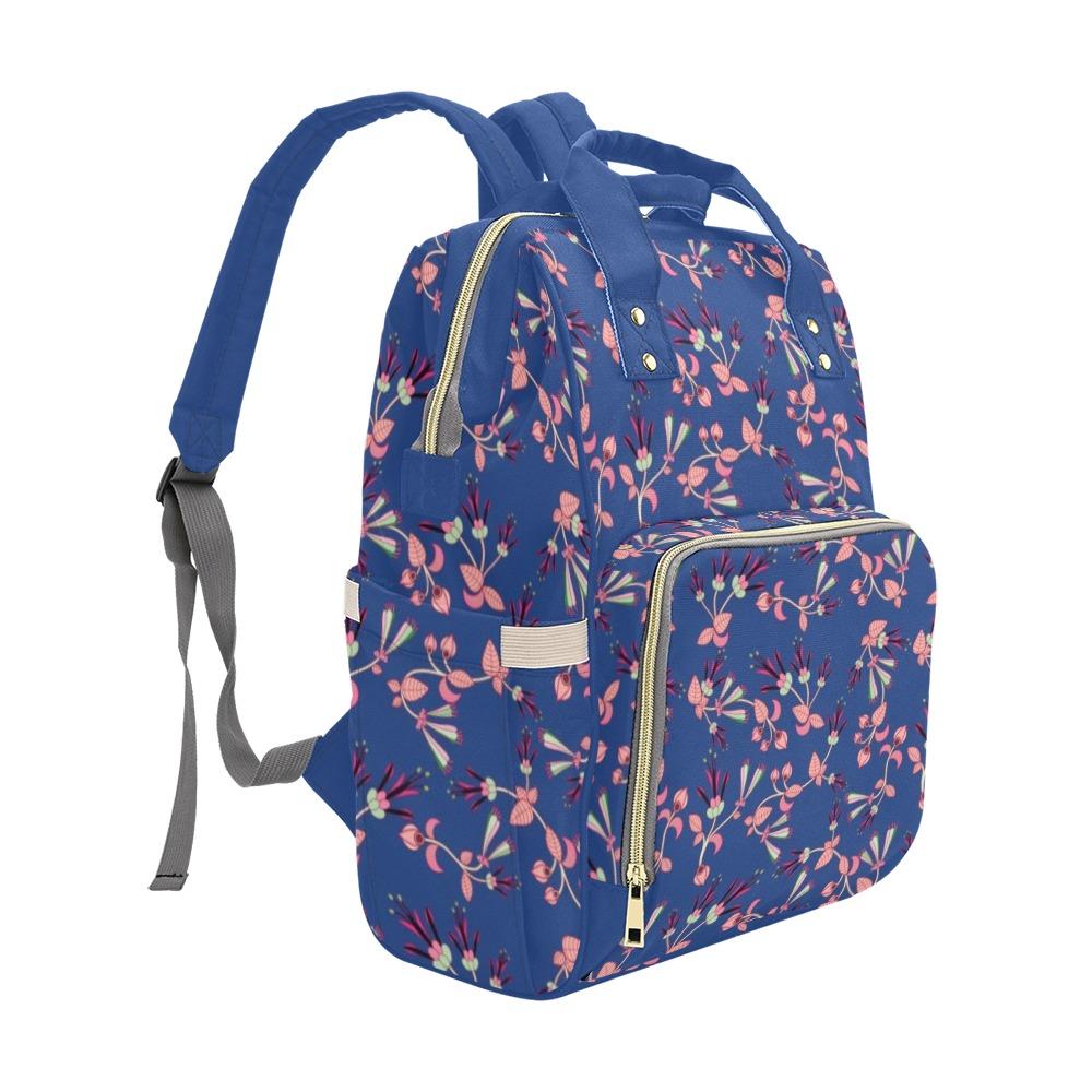Swift Floral Peach Blue Multi-Function Diaper Backpack/Diaper Bag (Model 1688) bag e-joyer