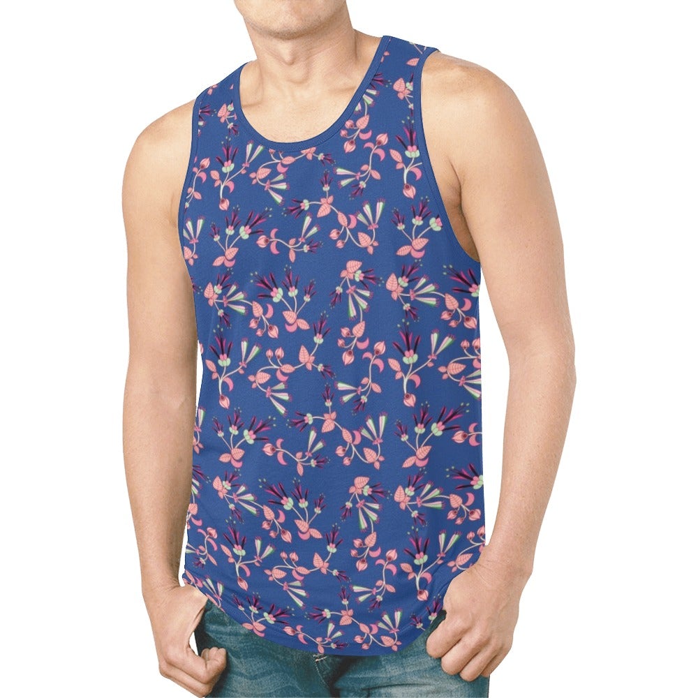 Swift Floral Peach Blue New All Over Print Tank Top for Men (Model T46) New All Over Print Tank Top for Men (T46) e-joyer