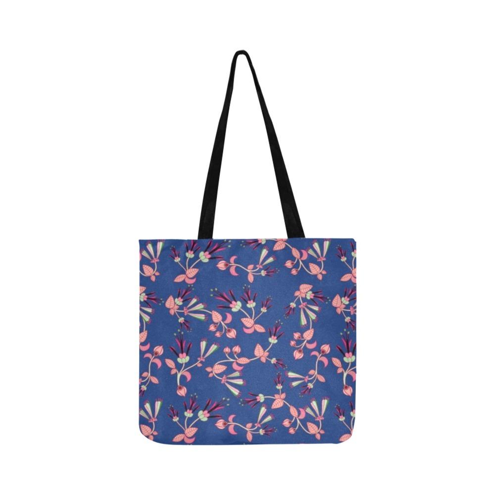 Swift Floral Peach Blue Reusable Shopping Bag Model 1660 (Two sides) Shopping Tote Bag (1660) e-joyer