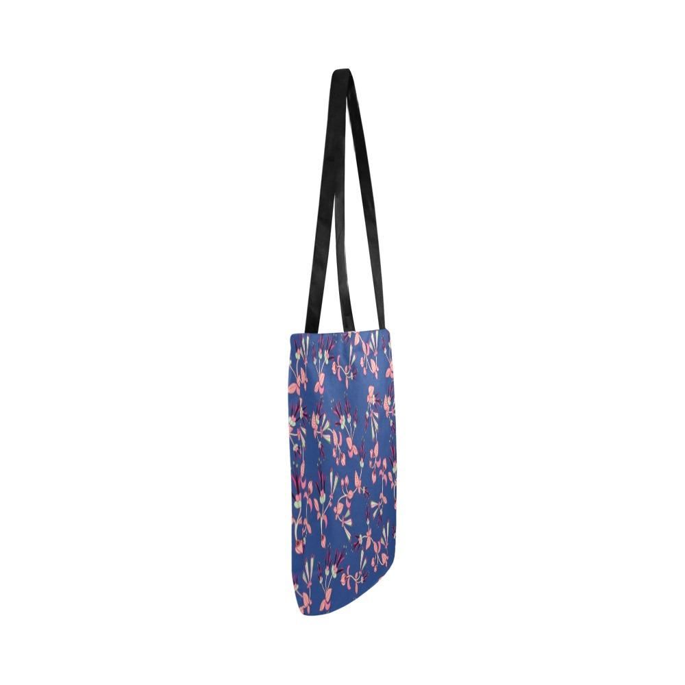 Swift Floral Peach Blue Reusable Shopping Bag Model 1660 (Two sides) Shopping Tote Bag (1660) e-joyer