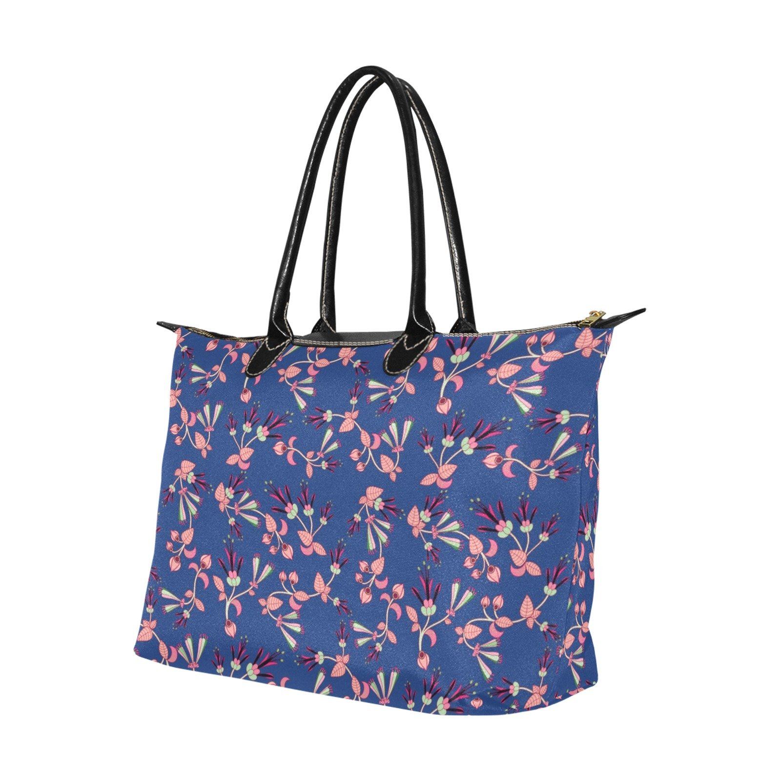 Swift Floral Peach Blue Single-Shoulder Lady Handbag (Model 1714) bag e-joyer