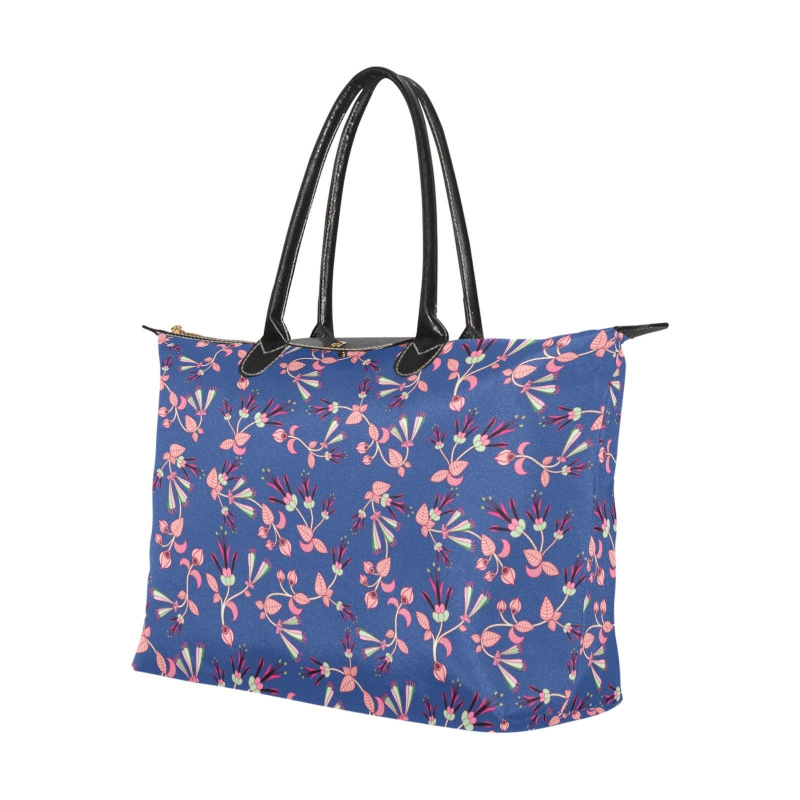 Swift Floral Peach Blue Single-Shoulder Lady Handbag (Model 1714) bag e-joyer