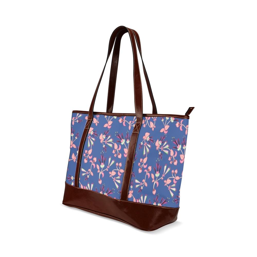 Swift Floral Peach Blue Tote Handbag (Model 1642) Tote Handbags (1642) e-joyer