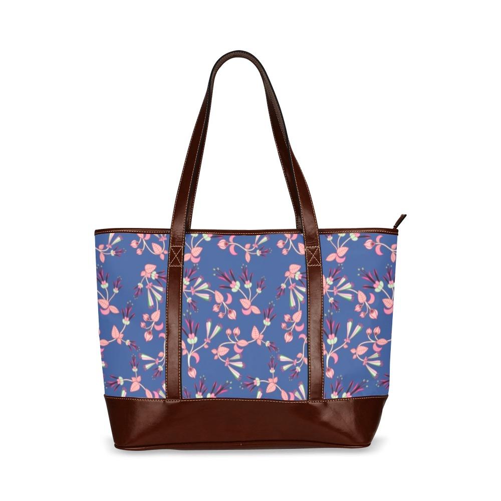 Swift Floral Peach Blue Tote Handbag (Model 1642) Tote Handbags (1642) e-joyer