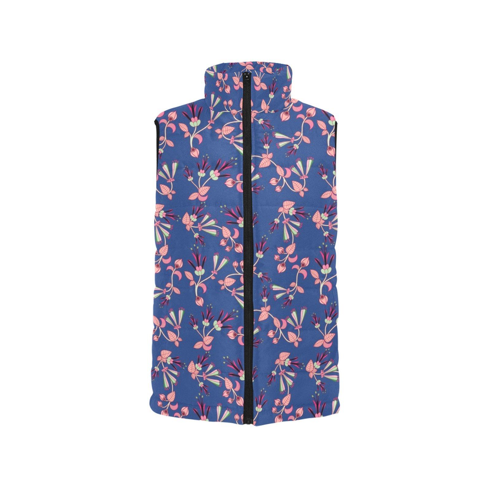 Swift Floral Peach Blue Women's Padded Vest Jacket (Model H44) Women's Padded Vest Jacket (H44) e-joyer