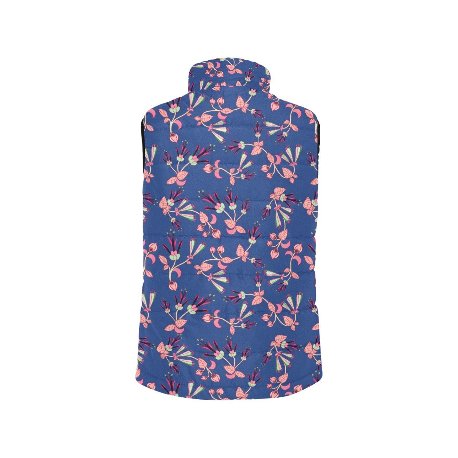 Swift Floral Peach Blue Women's Padded Vest Jacket (Model H44) Women's Padded Vest Jacket (H44) e-joyer