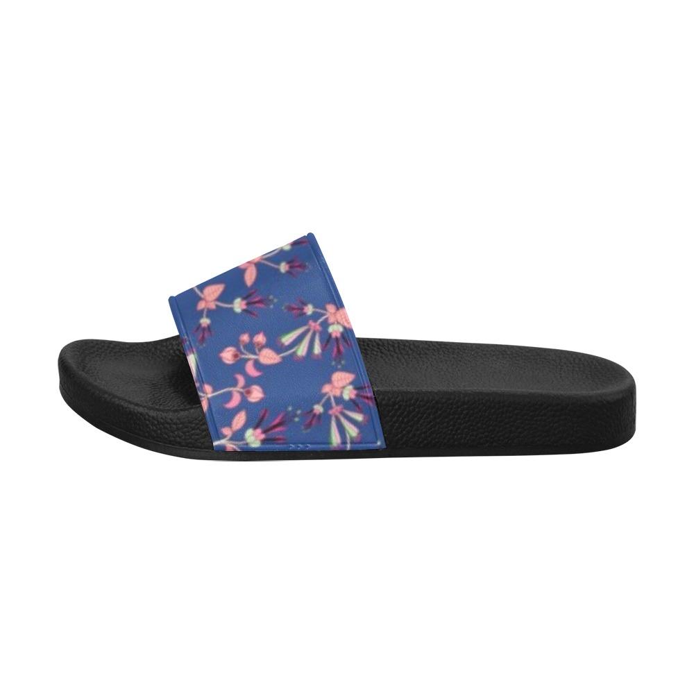 Swift Floral Peach Blue Women's Slide Sandals (Model 057) Women's Slide Sandals (057) e-joyer