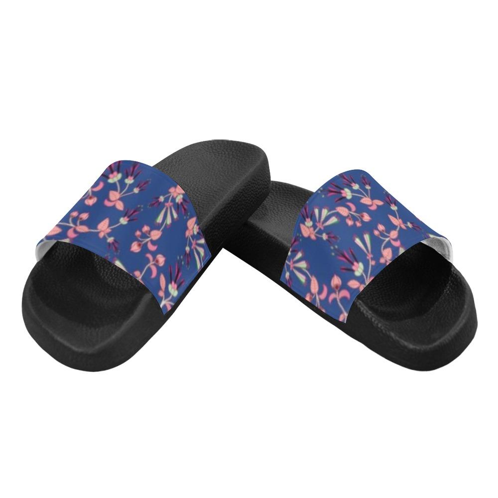 Swift Floral Peach Blue Women's Slide Sandals (Model 057) Women's Slide Sandals (057) e-joyer