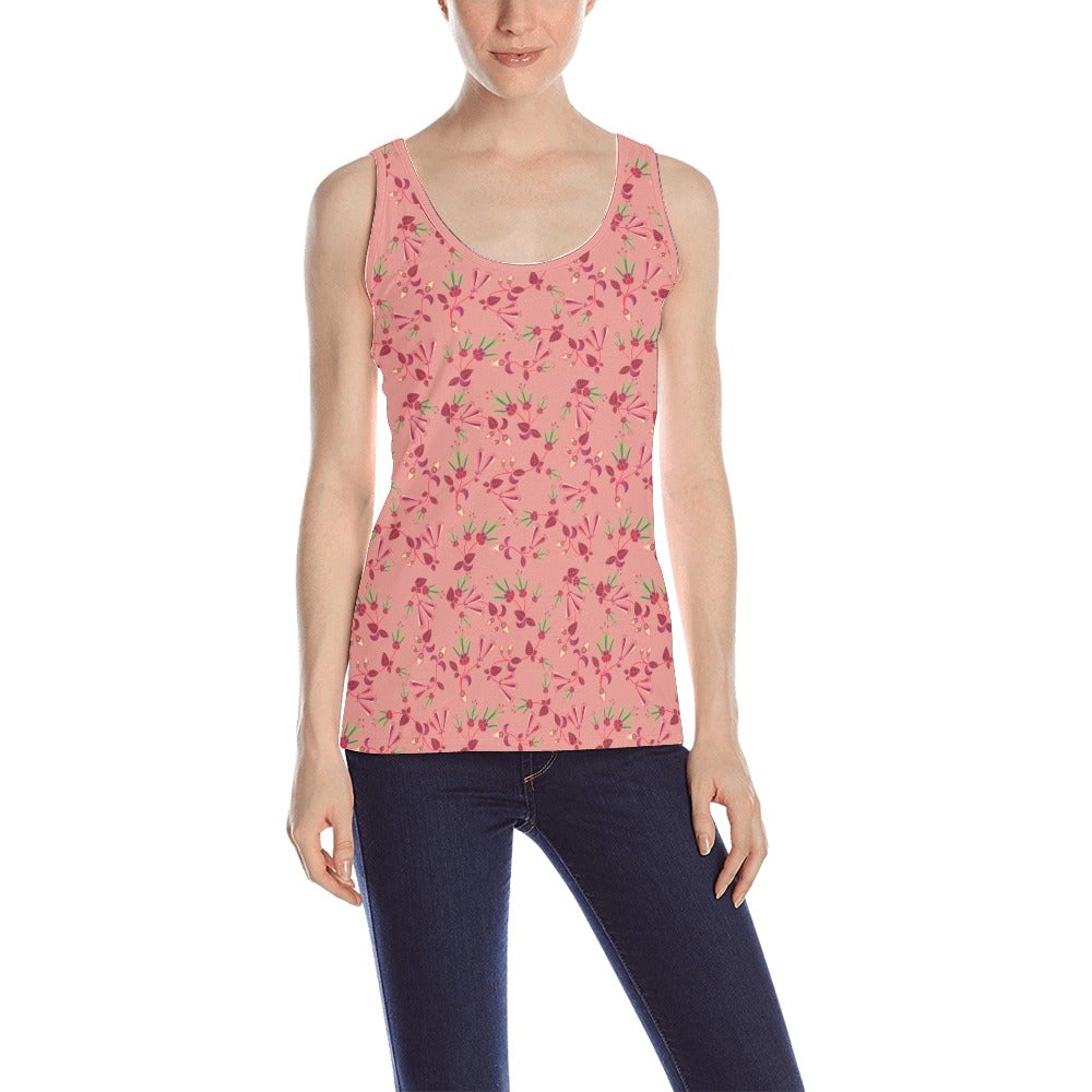 Swift Floral Peach Rouge Remix All Over Print Tank Top for Women (Model T43) All Over Print Tank Top for Women (T43) e-joyer