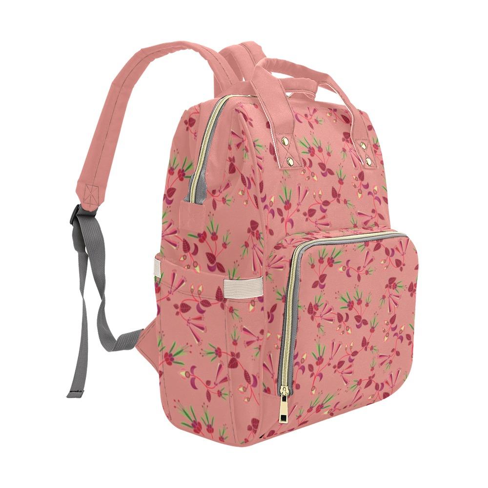 Swift Floral Peach Rouge Remix Multi-Function Diaper Backpack/Diaper Bag (Model 1688) bag e-joyer
